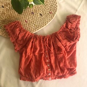 Free People “Eyelet You a Lot”Crop